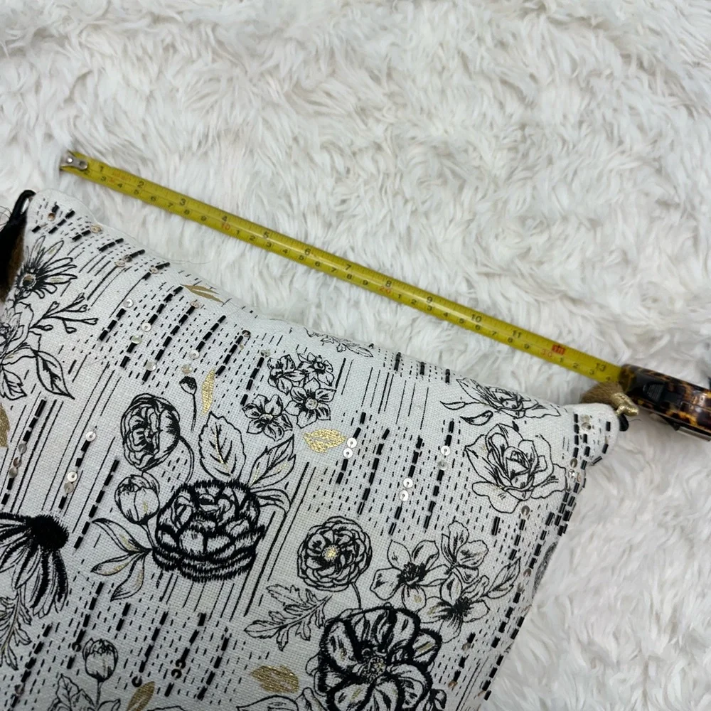 PAPER SOURCE | Black, Cream, and Gold Floral Accent Pillow